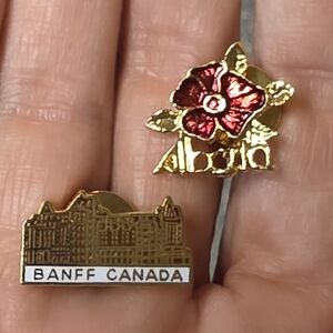 Pair Of Alberta, Canada Souvenir Lapel Pins